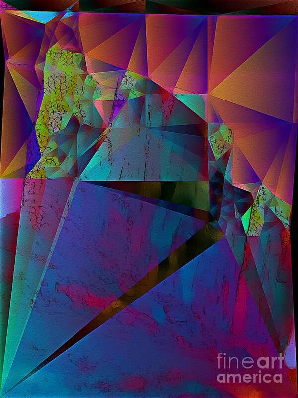 Geometric Art Print featuring the digital art Triangular Rainbow Shattered by Dee Flouton