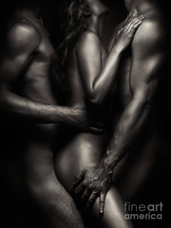 Black men making love to each other Two Nude Men And Woman Making Love Black And White Art Print By Maxim Images Prints