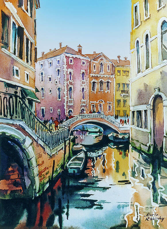 Venice Art Print featuring the digital art Venetian Canal 3 by Maria Rabinky