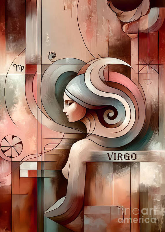 Virgo Zodiac Sign Art Print featuring the digital art Virgo The Maiden Zodiac Sign by Two Hivelys