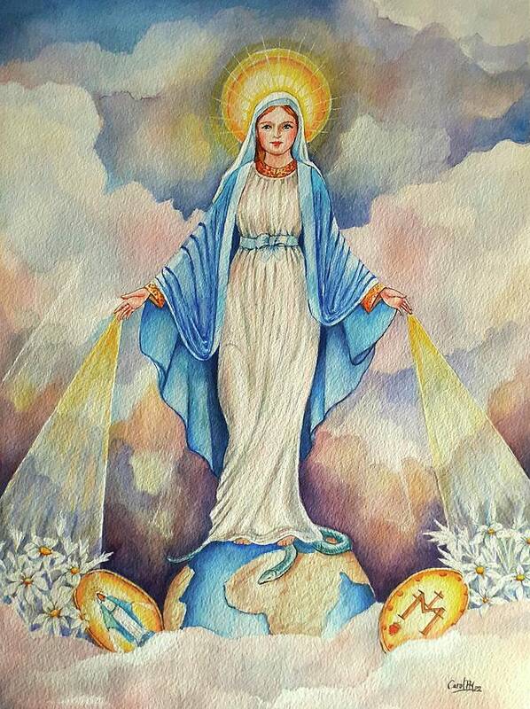 Virgin Art Print featuring the painting Virgin of miracles by Carolina Prieto Moreno