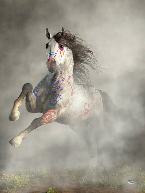 War Horse Art Print featuring the digital art War Horse Charge by Daniel Eskridge