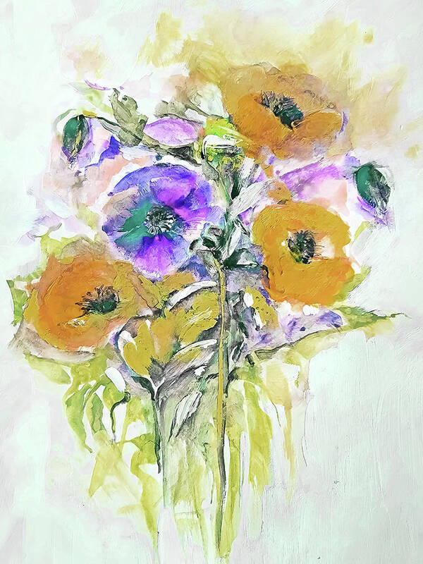 Loose Art Print featuring the painting Warming Floral For The New Year by Lisa Kaiser