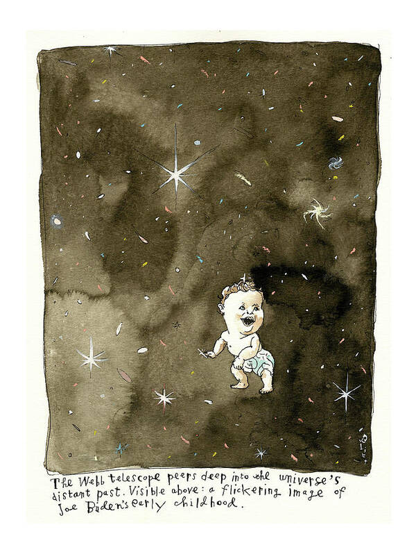 What The Webb Telescope Found In Deepest Space Art Print featuring the painting What the Webb Telescope Found in Deepest Space by Barry Blitt