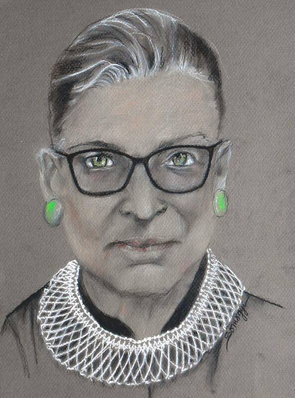 Ruth Bader Ginsburg Art Print featuring the drawing White-Collar Justice by Jayne Somogy