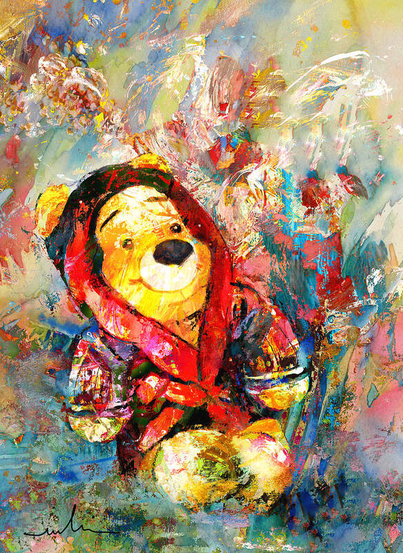 Bear Art Print featuring the painting Winnie The Pooh Dreaming by Miki De Goodaboom