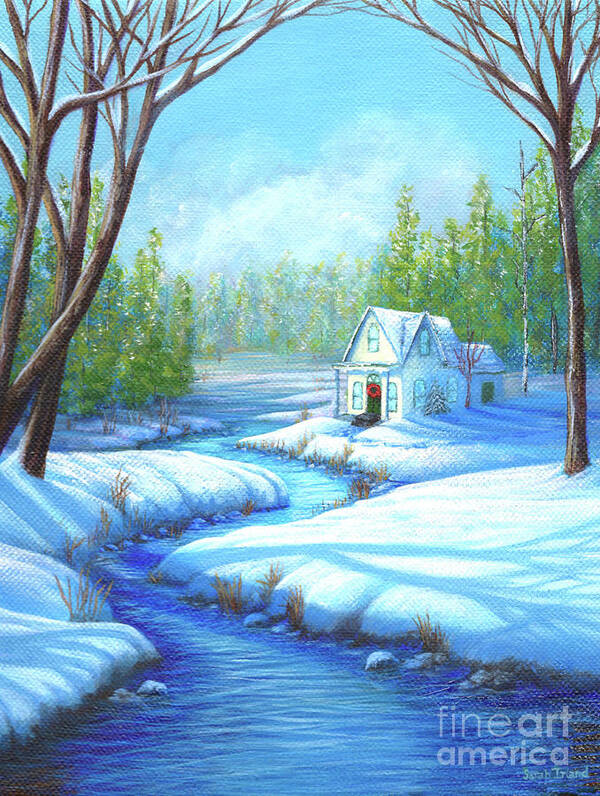 Christmas Art Print featuring the painting Winter Retreat by Sarah Irland
