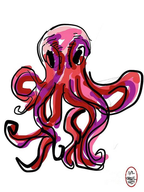  Art Print featuring the painting Wise Octopus by Oriel Ceballos