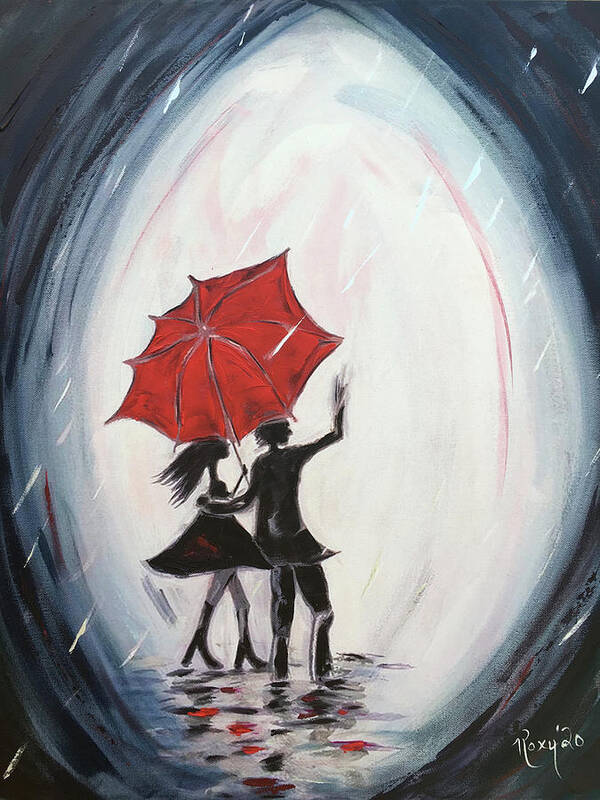 Walking Art Print featuring the painting Young Love Walking by Roxy Rich