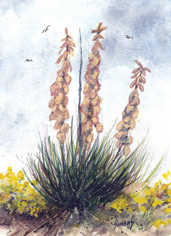 Cactus Art Print featuring the painting Yucca by Sam Sidders