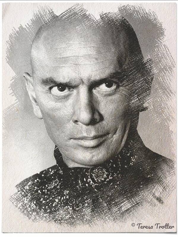 Yul Brynner Art Print featuring the drawing Yul Brynner by Teresa Trotter