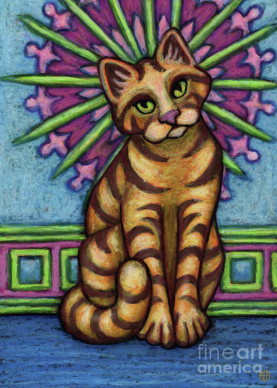 Cat Portrait Art Print featuring the painting Zayne. The Hauz Katz. Cat Portrait Painting Series. by Amy E Fraser