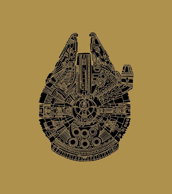 Star Wars Art Millennium Falcon Black Art Print