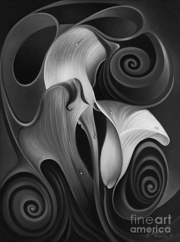 Calalily Art Print featuring the painting Dynamic Floral 4 Cala Lilies by Ricardo Chavez-Mendez