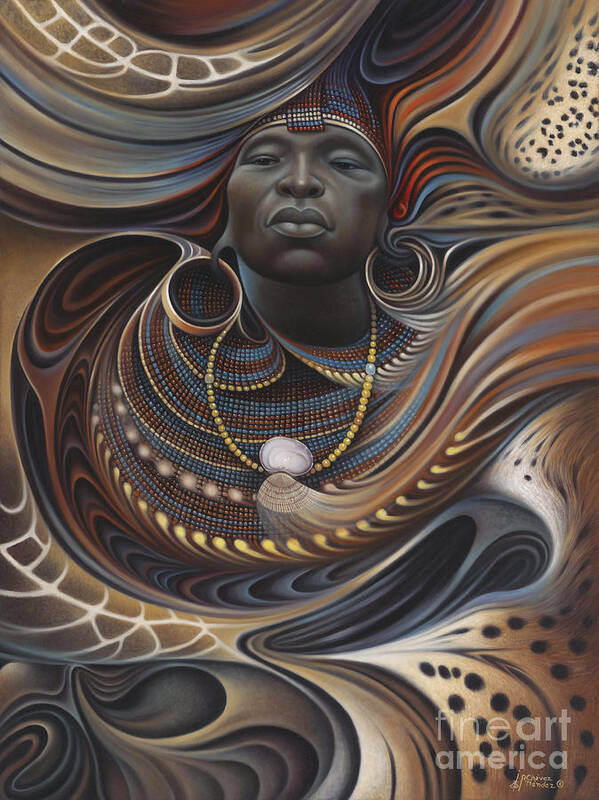 African Art Print featuring the painting African Spirits I by Ricardo Chavez-Mendez