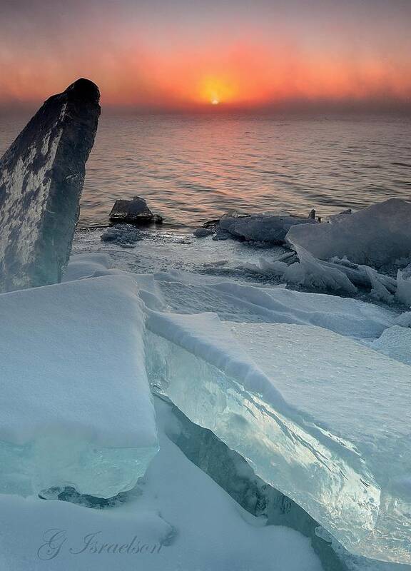 Lake Superior-landscape-sunrise -ice -water-nature-seasmoke-brighton Beach-duluth-minnesota-north Shore-shelve Ice-slab Ice-lake Art Print featuring the photograph Block Party by Gregory Israelson