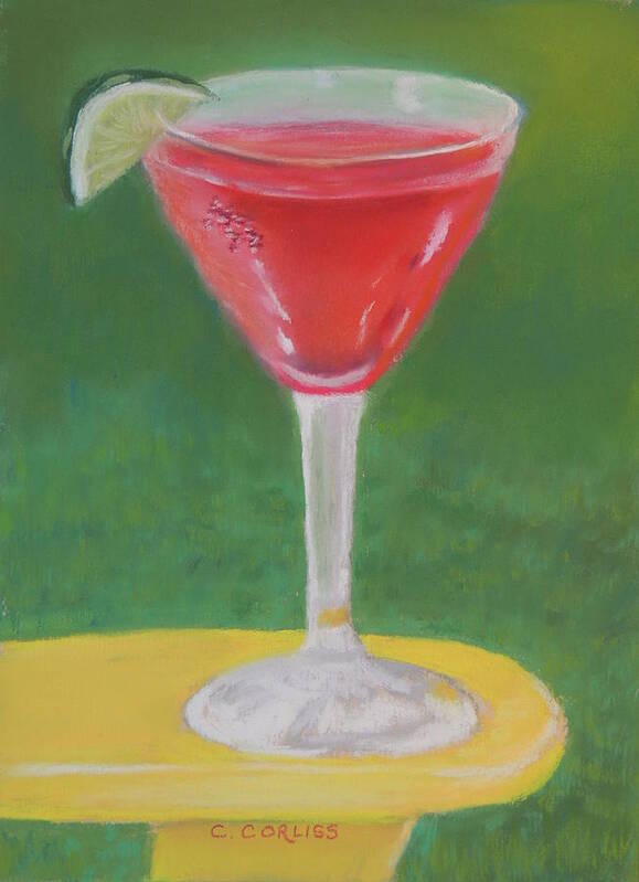 Martini Art Print featuring the pastel Cosmo Friday by Carol Corliss