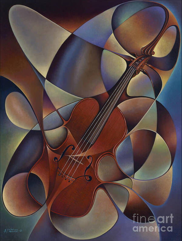 Violin Art Print featuring the painting Dynamic Violin by Ricardo Chavez-Mendez
