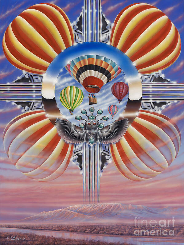 Balloons Art Print featuring the painting Fiesta De Colores by Ricardo Chavez-Mendez