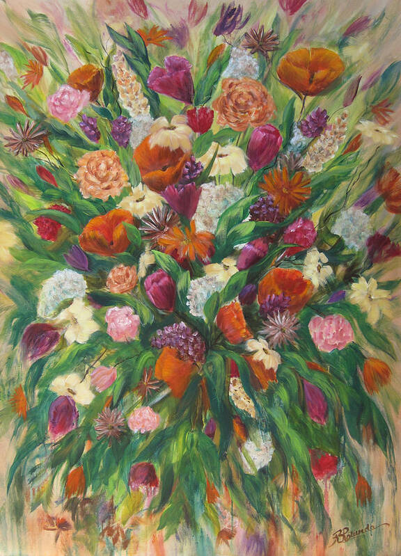 Flowers Art Print featuring the painting Forever In Bloom by Roberta Rotunda