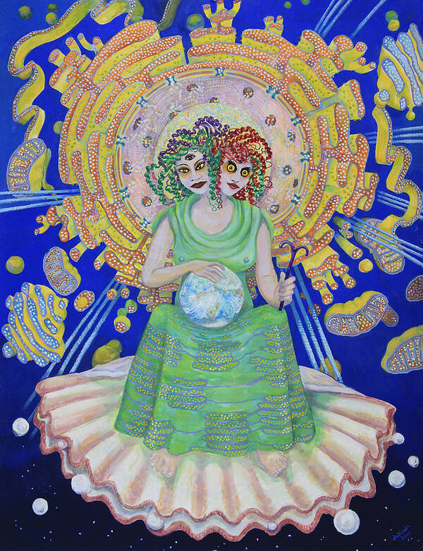 Cell Membranes Art Print featuring the painting Queen of Membranes 2 by Shoshanah Dubiner