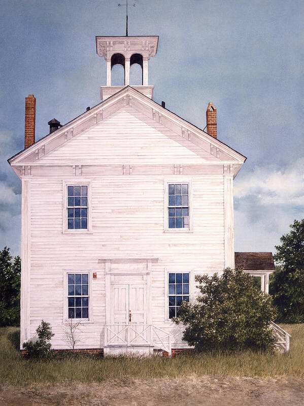 Landscape Art Print featuring the painting Schoolhouse by Tom Wooldridge