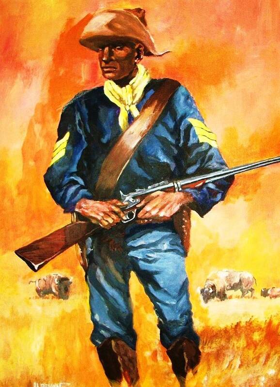 Buffalo Soldier Art Print featuring the painting The Sentry by Al Brown