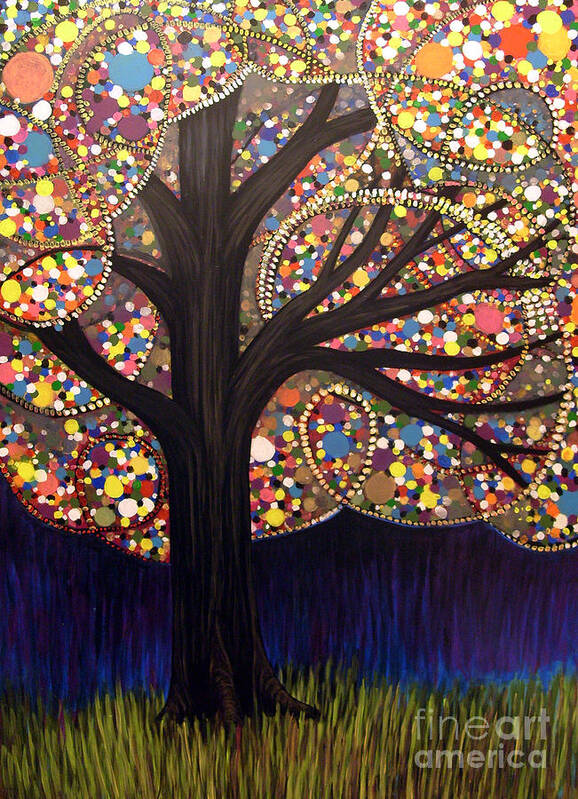 Tree Art Print featuring the painting Gumball tree 00053 by Monica Furlow