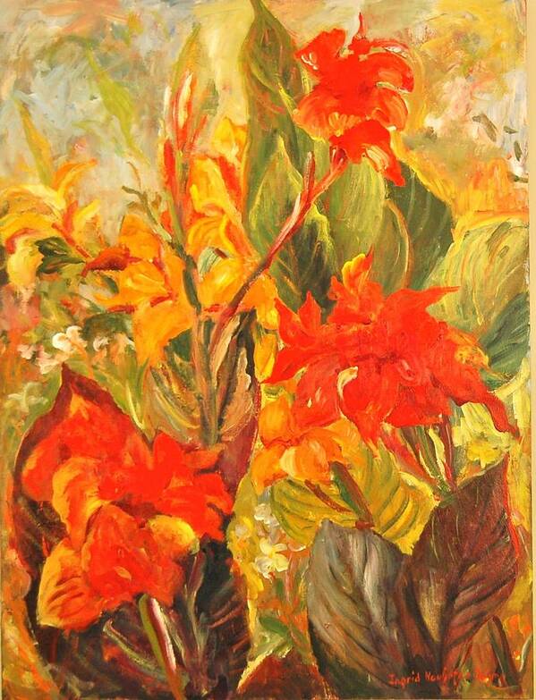 Ingrid Dohm Art Print featuring the painting Canna Lilies by Ingrid Dohm