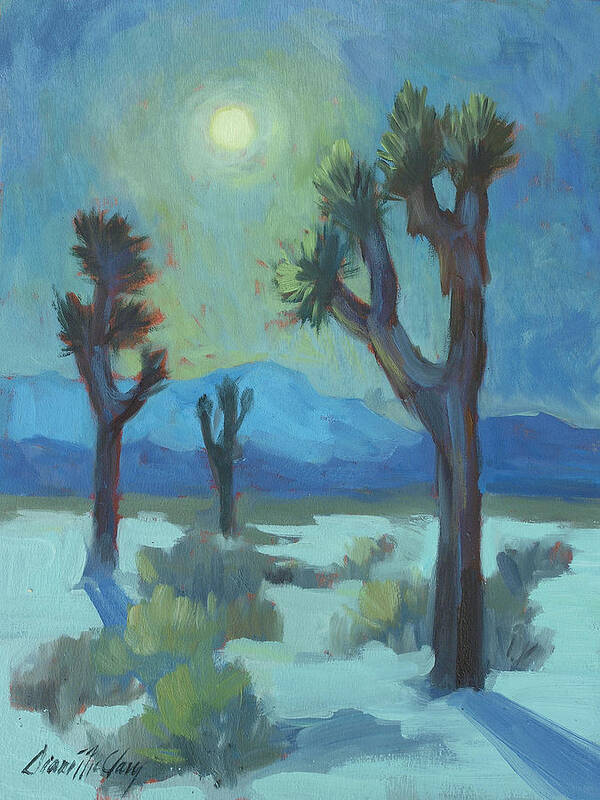 Moon Shadows Art Print featuring the painting Moon Shadows at Joshua by Diane McClary