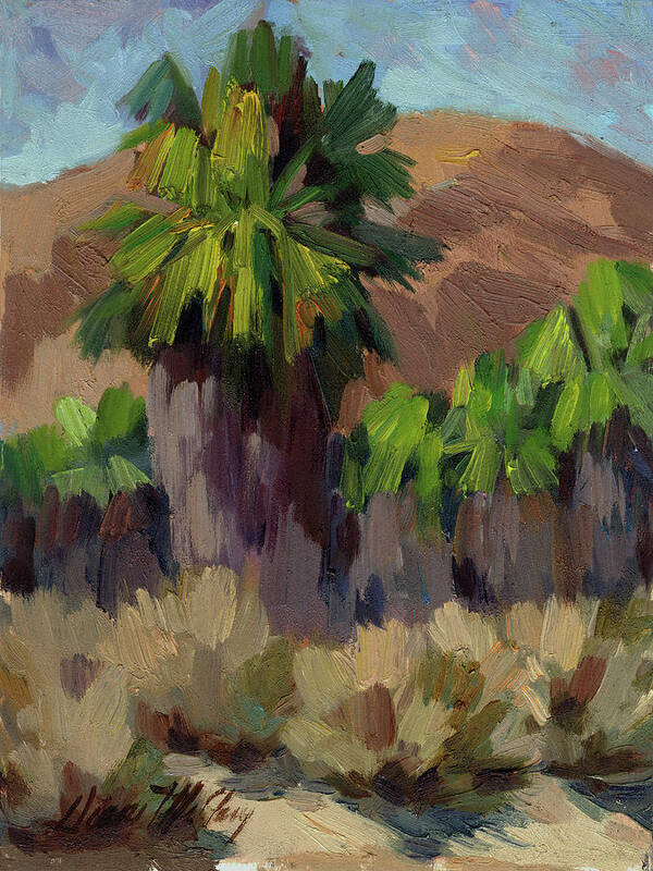 Palms At San Andreas Art Print featuring the painting Palms at San Andreas by Diane McClary