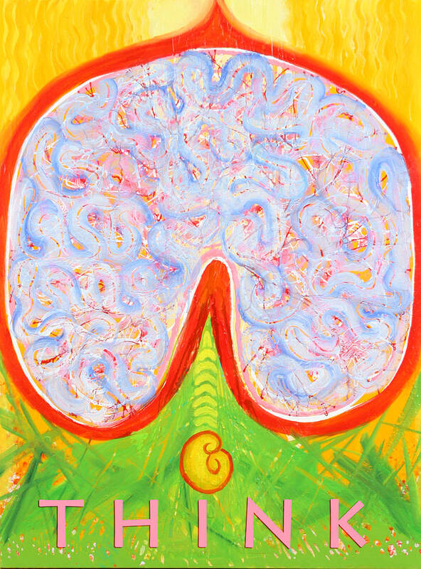 Brain Art Print featuring the painting Think #1 by Anne Cameron Cutri