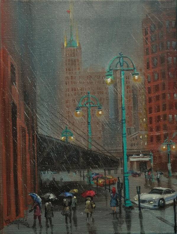 City Lights Art Print featuring the painting Buffalo and Broadway by Tom Shropshire