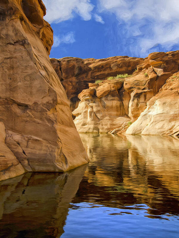 Morning Art Print featuring the painting Lake Powell Stillness by Dominic Piperata