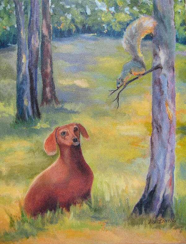 Animal Art Print featuring the painting Molly and The Squirrel by Vicki Brevell
