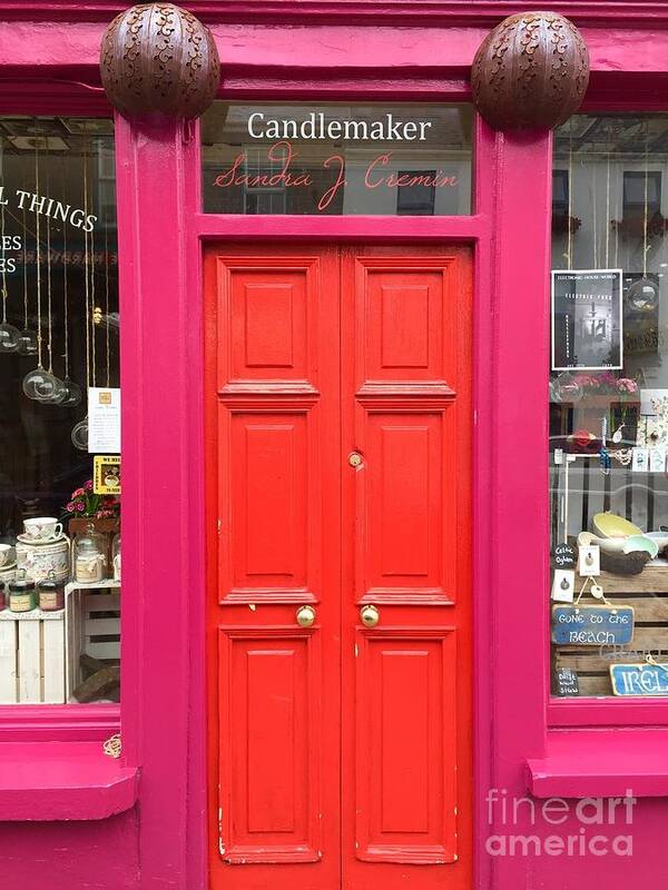 Pink Art Print featuring the photograph Pink and Orange Door ireland by Suzanne Lorenz