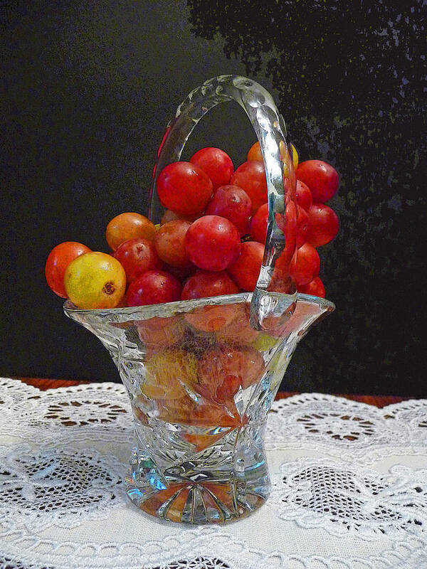 Grapes Art Print featuring the photograph Red Grapes in Crystal and Lace by Margie Avellino