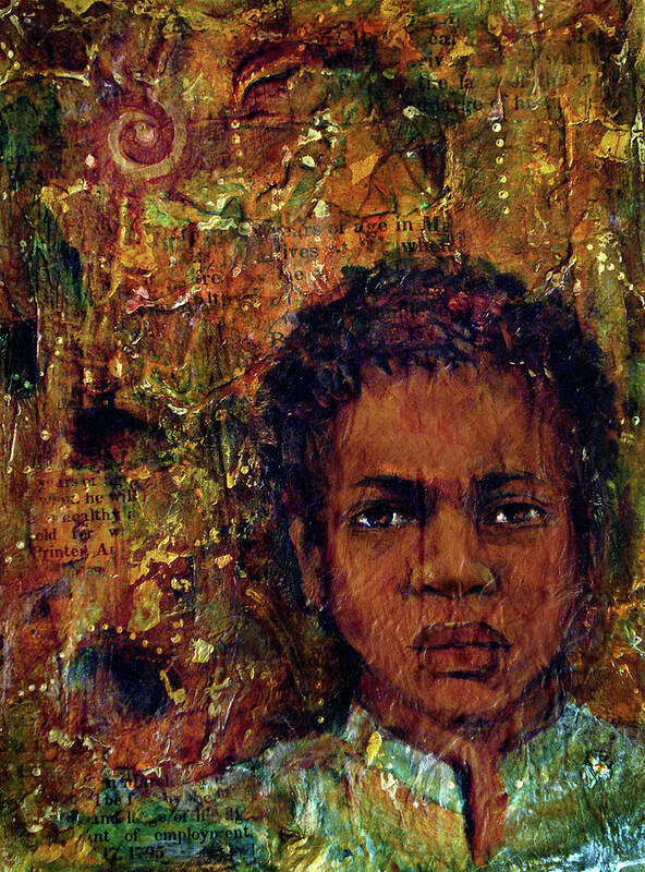 Acrylic Art Print featuring the mixed media To Be Sold Boy 8 - 1796 by Cora Marshall