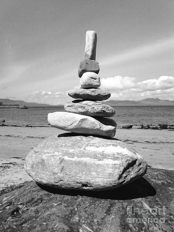 Rocks Art Print featuring the photograph Balance - black and white by Rebecca Harman