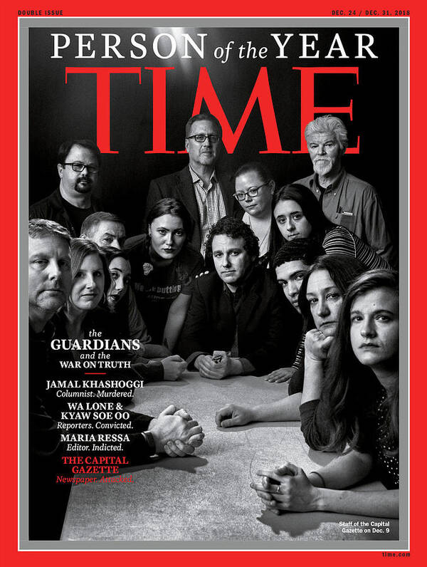 2018 Person Of The Year The Guardians Art Print featuring the photograph 2018 Person of the Year The Guardians, The Capital Gazette by Photograph by Moises Saman Magnum Photos for TIME
