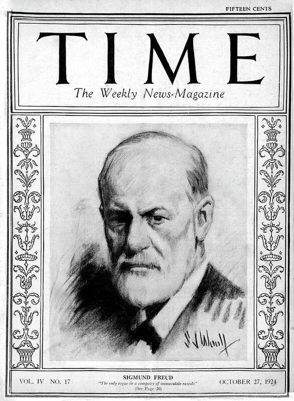 Sigmund Freud Art Print featuring the photograph Sigmund Freud - 1924 by Illustration cr S J Woolf
