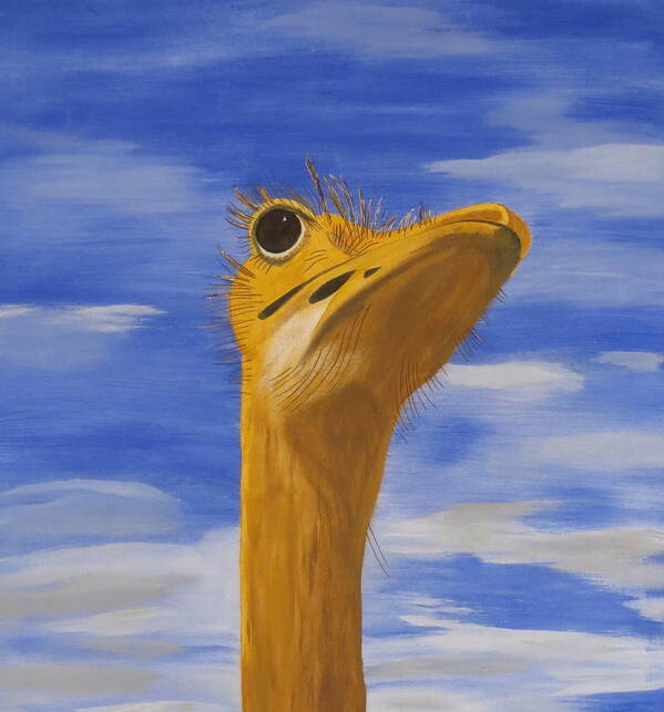 Ostrich Art Print featuring the painting Eye to the Sky #1 by Tim Townsend