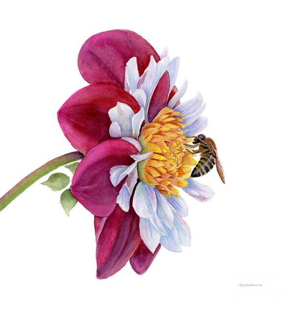 Pink Dahlia Art Print featuring the painting Hello My Flower #1 by Amy Kirkpatrick
