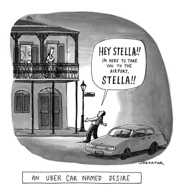 Stella Art Print featuring the drawing An Uber Car Named Desire by Joe Dator