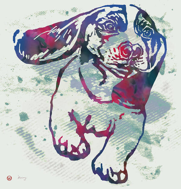 Portraits Art Print featuring the drawing Animal Pop Art Etching Poster - Dog - 6 by Kim Wang