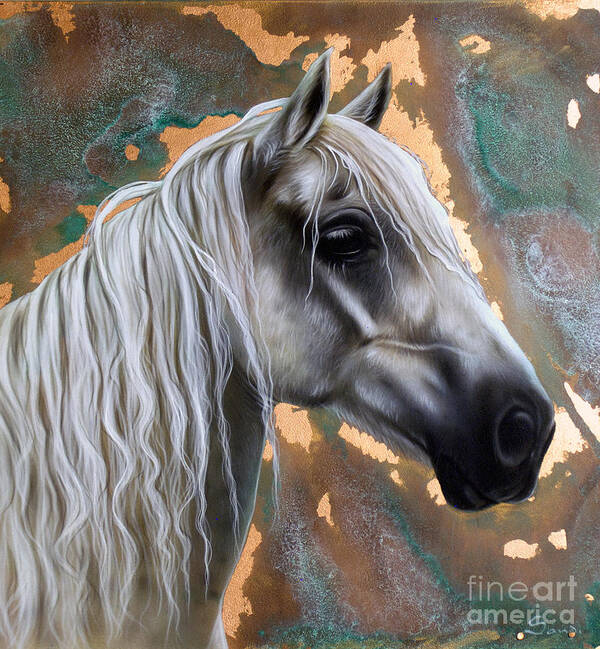 Copper Art Print featuring the painting Copper Horse by Sandi Baker
