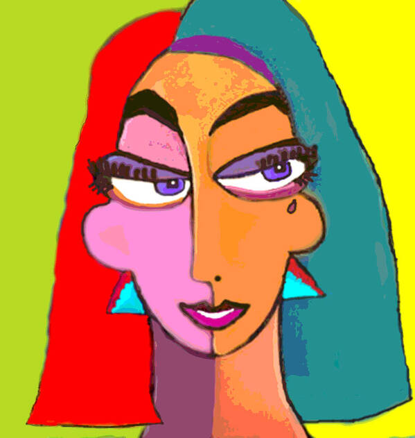 Picasso Face Art Print featuring the digital art Geo Janus Woman by Pamela Smale Williams