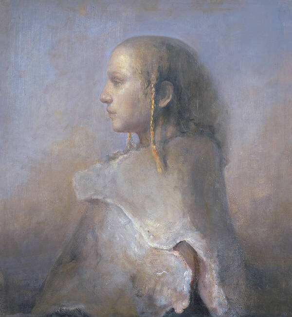 Oil Art Print featuring the painting Helene In Profile by Odd Nerdrum