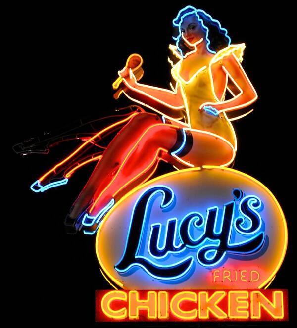 Sign Art Print featuring the photograph Lovely Lucy's Chicken by Kristina Deane
