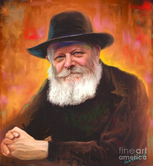Lubavitcher Rebbe Art Print featuring the painting Lubavitcher Rebbe by Sam Shacked